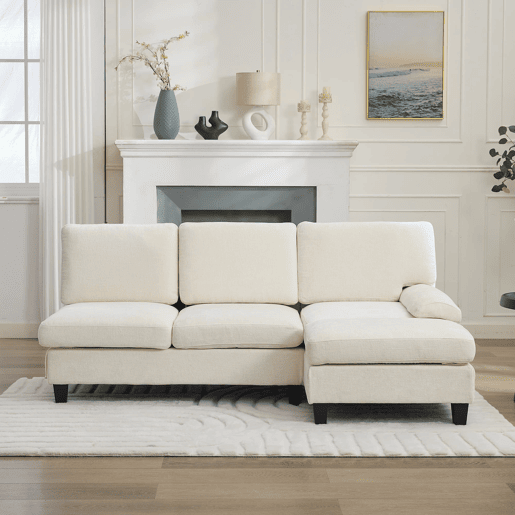 Sofá de 3 lugares 194x118x81 cm - Lateral, cama, linho, sala e quarto - Bege