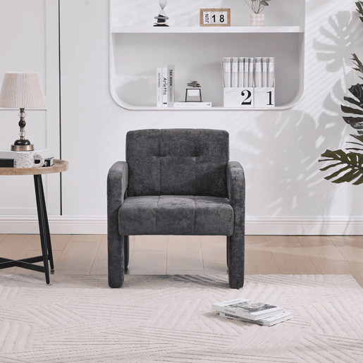 Poltrona individual - moderna minimalista acolchoada estilo nórdico - cinza