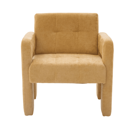 Poltrona individual - estofada acolchoada estilo nórdico - amarelo mostarda