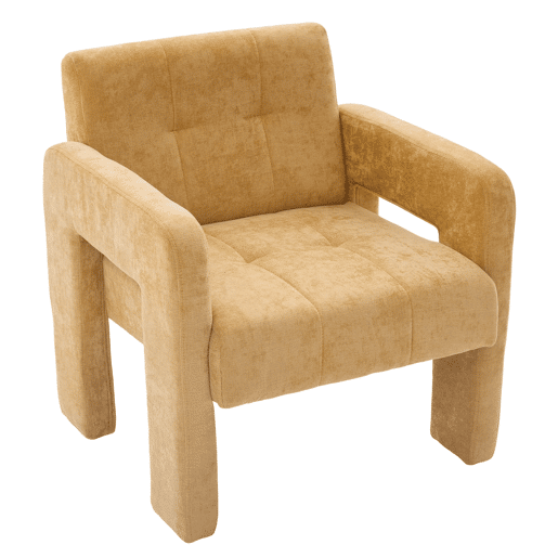 Poltrona individual - estofada acolchoada estilo nórdico - amarelo mostarda