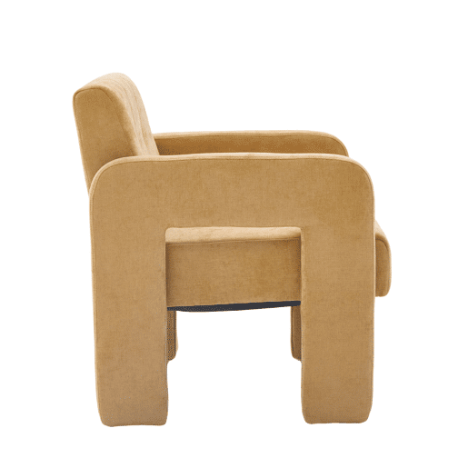 Poltrona individual - estofada acolchoada estilo nórdico - amarelo mostarda