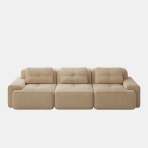 Sofá modular de 3 lugares - Modulares Cloud-Sofa de veludo cotelê, confortável e sem montagem - Bege