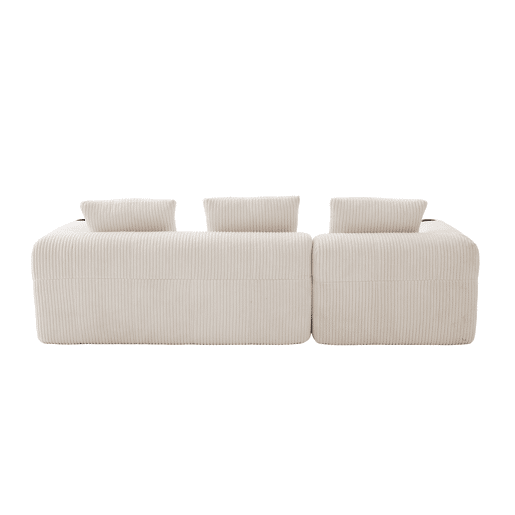 Sofá compacto de 4 lugares - Macio, modular, com bolso e porta-copos - Bege Sofá compacto de 4 lugares - Macio, modular, com bolso e porta-copos - Bege
