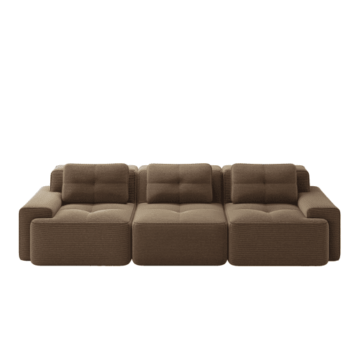 Sofá modular de 3 lugares - Cloud, profundo e confortável em veludo canelado, montagem livre - Castanho