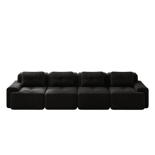 Sofá modular Boneless 4 lugares - profundo e confortável, veludo cotelê - preto