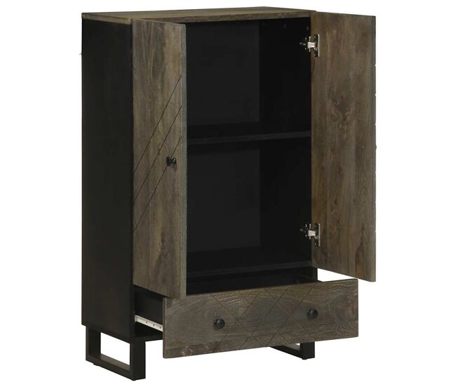 Aparador alto - mueble de almacenamiento madera maciza de mango negro 60x33x100 cm es1496