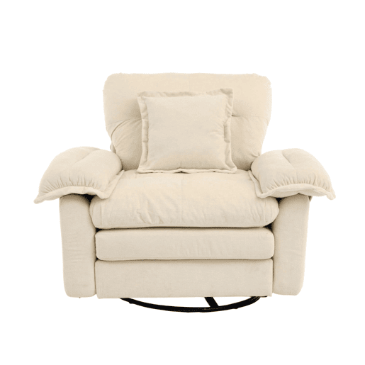 Poltrona giratória de chenille para 1 pessoa - Oversized com almofada de apoio, confortável - Bege