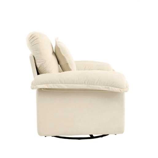 Poltrona giratória de chenille para 1 pessoa - Oversized com almofada de apoio, confortável - Bege