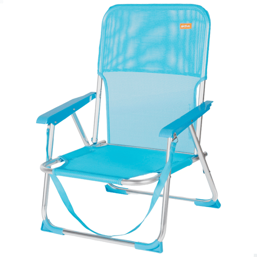 Aktive Cadeira de praia dobrável 44x40x72 cm azul com pega