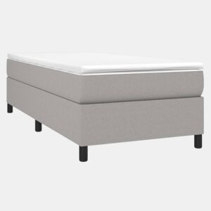 Estrutura de cama de solteiro para adultos com molas 80x200 cm tecido cinzento-claro