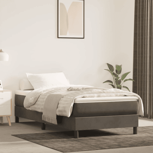 Estrutura de cama de solteiro para adultos com molas 80x200 cm veludo cinzento-escuro