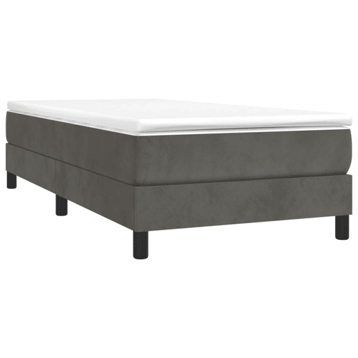 Estrutura de cama de solteiro para adultos com molas 80x200 cm veludo cinzento-escuro