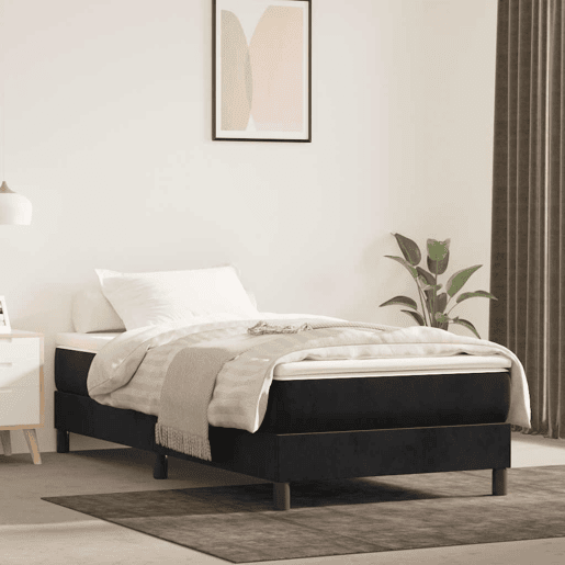 Estrutura de cama de solteiro para adultos com molas 80x200 cm veludo preto