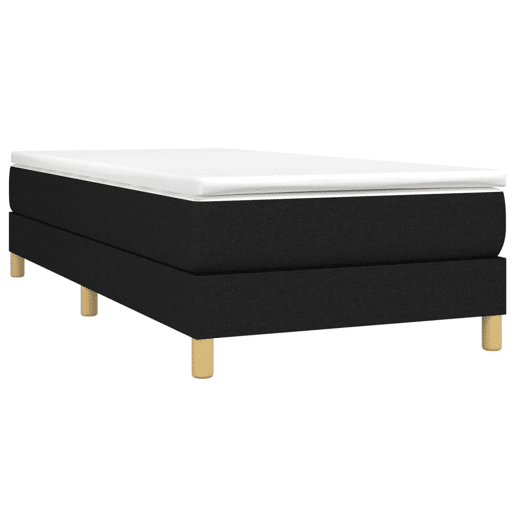 Estrutura de cama de solteiro para adultos com molas 100x200 cm tecido preto