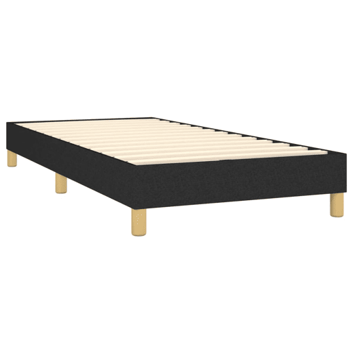 Estrutura de cama de solteiro para adultos com molas 100x200 cm tecido preto