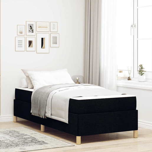 Estrutura de cama de solteiro para adultos com colchão - Preto 100 x 200 cm tecido