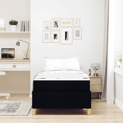 Estrutura de cama de solteiro para adultos com colchão - Preto 100 x 200 cm tecido