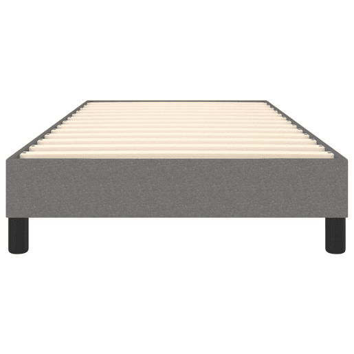 Estrutura de cama de solteiro para adultos com molas 90x200 cm tecido cinzento-escuro