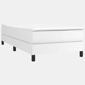 Estrutura de cama de solteiro para adultos com molas 80x200 cm couro artificial branco