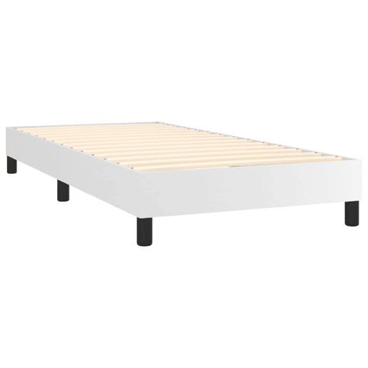 Estrutura de cama de solteiro para adultos com molas 80x200 cm couro artificial branco