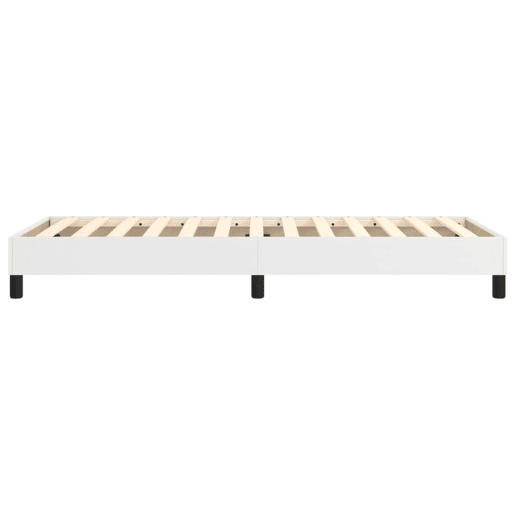 Estrutura de cama de solteiro para adultos com molas 80x200 cm couro artificial branco