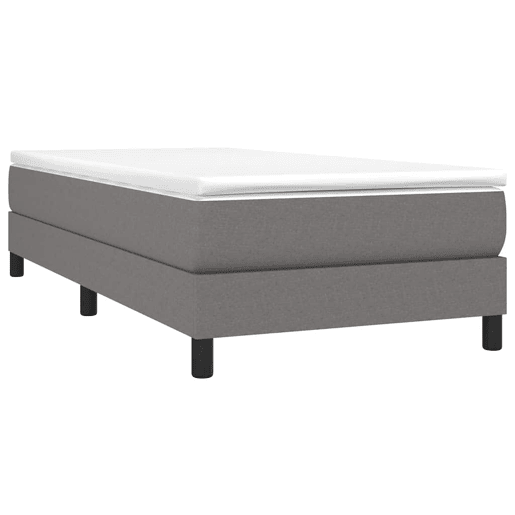 Estrutura de cama de solteiro para adultos com molas 80x200 cm tecido cinzento-escuro