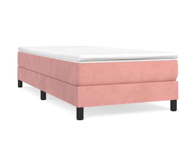 Estructura de cama individual para adultos con somier - terciopelo rosa 100x200 cm