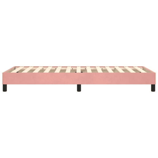 Estrutura de cama de solteiro para adultos com molas 100x200 cm veludo rosa