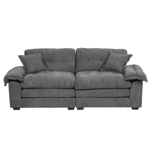 Sofá de 2 lugares 213 cm - Chenille com acolchoamento duplo (Memory + molas) - Cinza