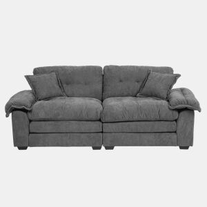 Sofá de 2 lugares 213 cm - Chenille com acolchoamento duplo (Memory + molas) - Cinza