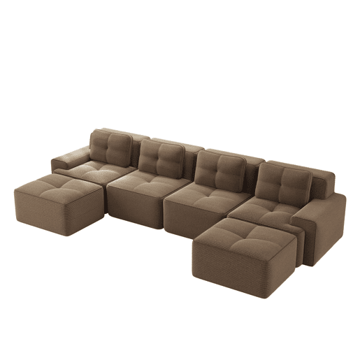 Sofá modular Boneless 4 lugares - Profundo, acolchoado, sem montagem, antiderrapante - Castanho