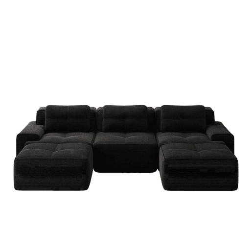 Sofá modular U 3 lugares - cloud com otomana sem montagem - preto