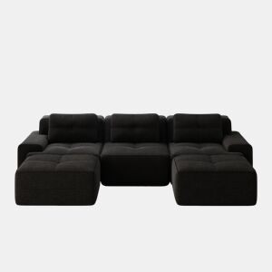 Sofá modular U 3 lugares - cloud com otomana sem montagem - preto
