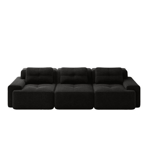 Sofá modular de 3 lugares - Cloud confortável, modular, chaise longue, estofado em veludo cotelê - Preto