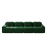 Sofá modular de 4 lugares - Couro sintético acolchoado, assento profundo, antiderrapante - Verde