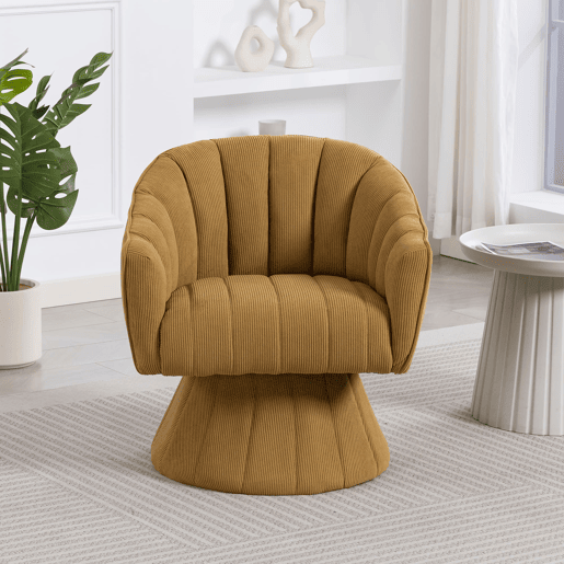 Cadeira de escritório giratória 360° - Assento ergonómico, apoios de braços e base estável - Amarelo mostarda