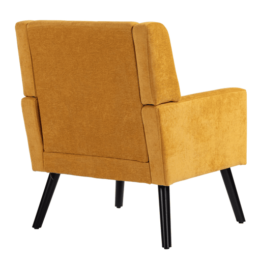 Poltrona estofada média - estilo Mid-Century, almofada de alta densidade, pernas de madeira - Amarelo