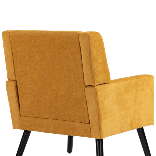 Poltrona estofada média - estilo Mid-Century, almofada de alta densidade, pernas de madeira - Amarelo