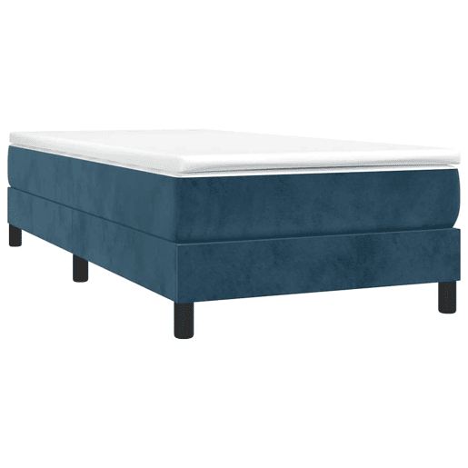 Estrutura de cama de solteiro para adultos com molas 80x200 cm veludo azul-escuro