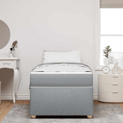 Estrutura de cama de solteiro para adultos Cinzento-claro 100 x 200 cm tecido