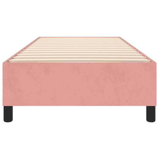Estrutura de cama de solteiro para adultos com molas 80x200 cm veludo rosa