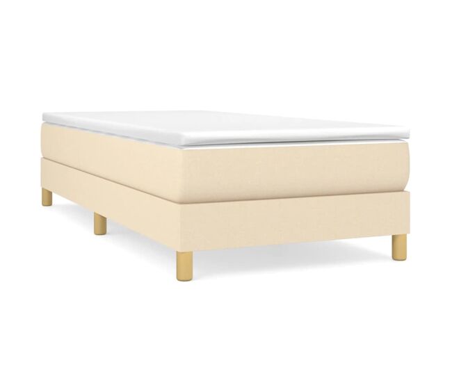 Estructura de cama individual para adultos con somier - tela crema 80x200 cm