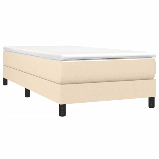 Estrutura de cama de solteiro para adultos com molas 90x200 cm tecido creme