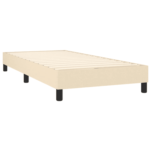 Estrutura de cama de solteiro para adultos com molas 90x200 cm tecido creme