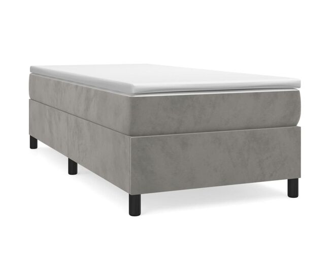 Estructura de cama individual para adultos con somier - terciopelo gris claro 90x190 cm
