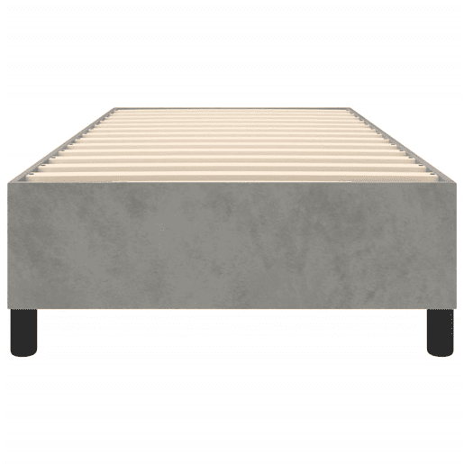 Estrutura de cama de solteiro para adultos com molas 90x190 cm veludo cinzento-claro