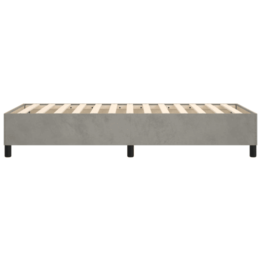 Estrutura de cama de solteiro para adultos com molas 90x190 cm veludo cinzento-claro