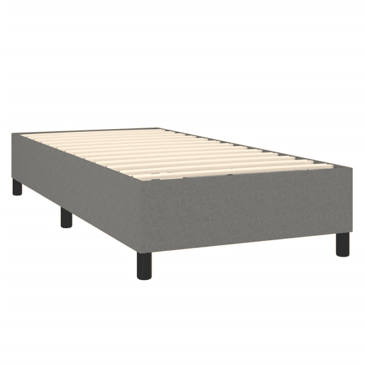 Estrutura de cama de solteiro para adultos com molas 80x200 cm tecido cinzento-escuro