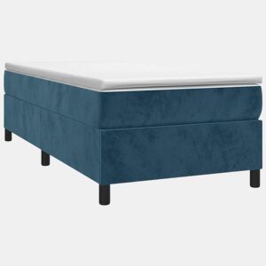 Estrutura de cama de solteiro para adultos com molas 90x190 cm veludo azul-escuro
