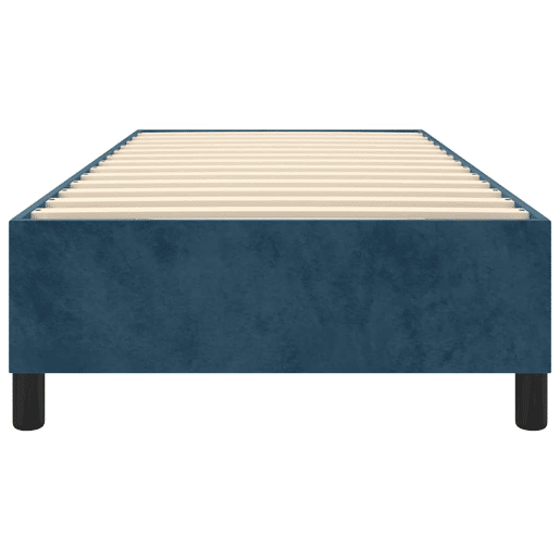 Estrutura de cama de solteiro para adultos com molas 90x190 cm veludo azul-escuro